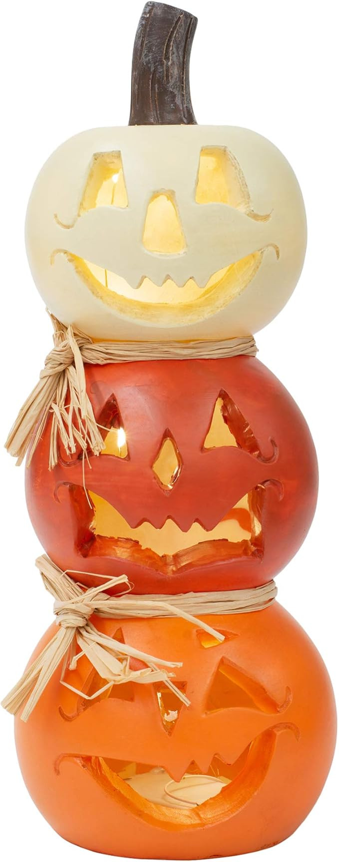 Stacked Jack O Lantern Orange and White 12 x 5 Resin Stone Halloween Figurine | Amazon (US)