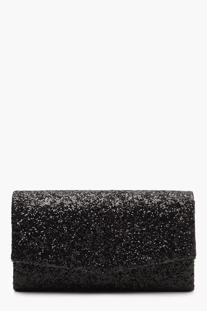 Structured Glitter Envelope Clutch Bag With Chain | Boohoo.com (UK & IE)