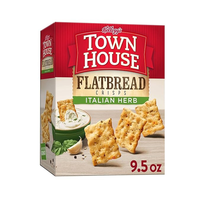 Town House Flatbread Crisps Oven Baked Crackers, Party Snacks, Italian Herb, 9.5oz Box (1 Box) | Amazon (US)