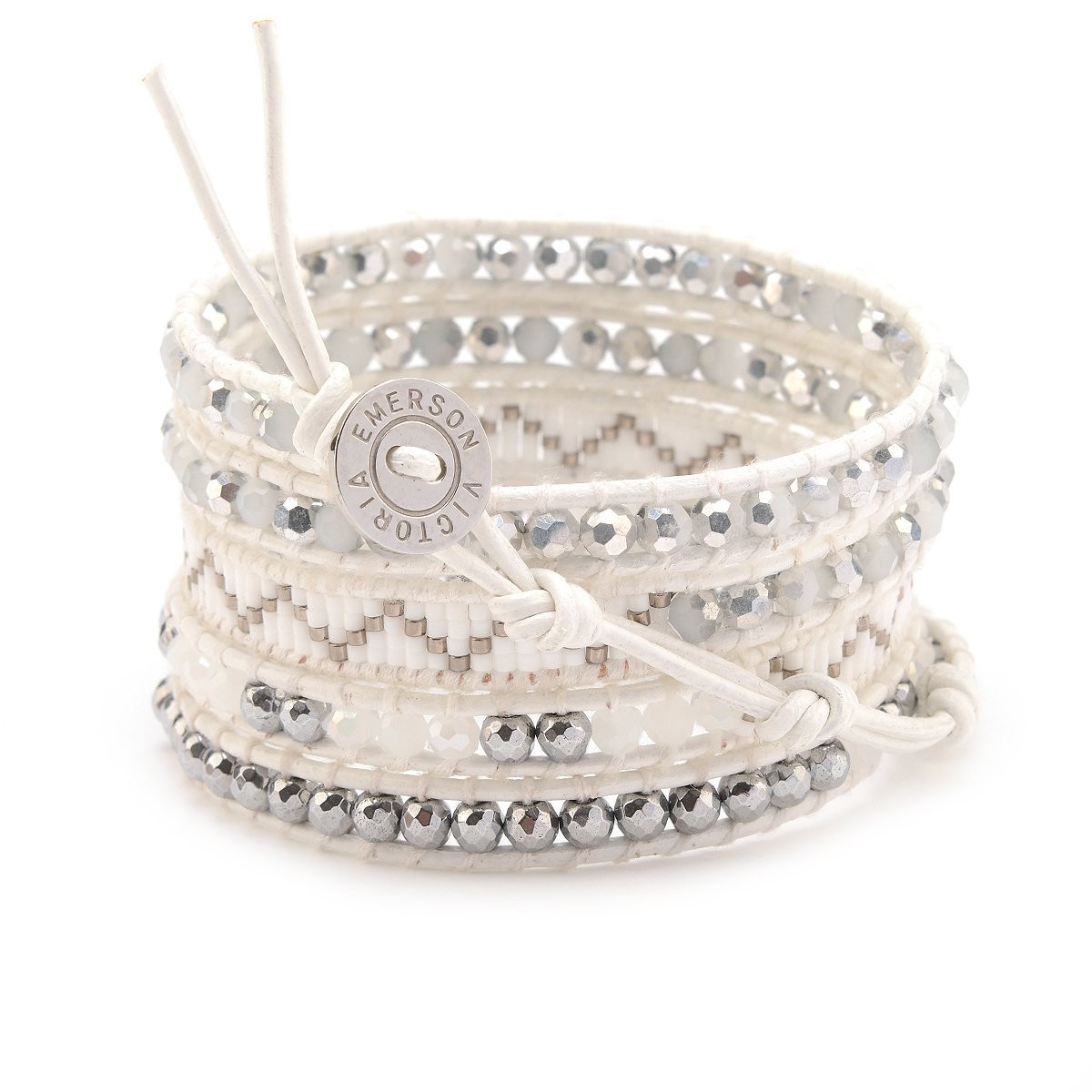 Silver Dorado and Miyuki Beads on Ivory | Victoria Emerson