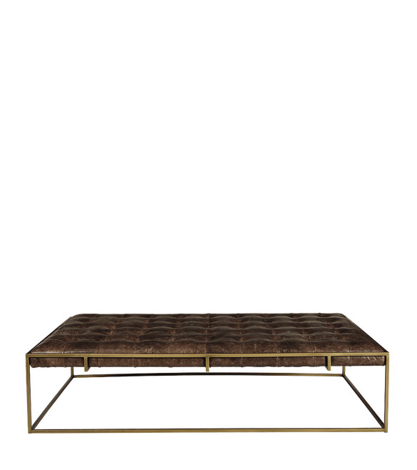Wallace Coffee Table - Aged Hazelnut Leather | OKA US