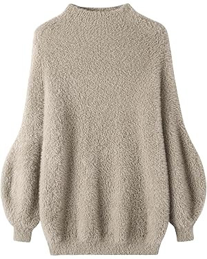 GABERLY Women's Fuzzy Chunky Mockneck Long Sleeve Sweaters Fall Winter Outfits Casual Warm Trendy... | Amazon (US)