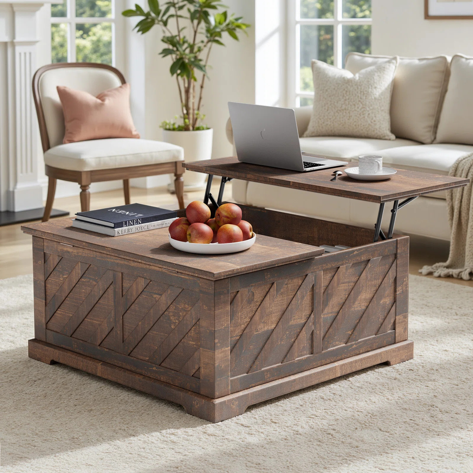 Nilla Wood Storage Coffee Table with Lift Top, 35.5" Dining Table for Living Room | Wayfair North America