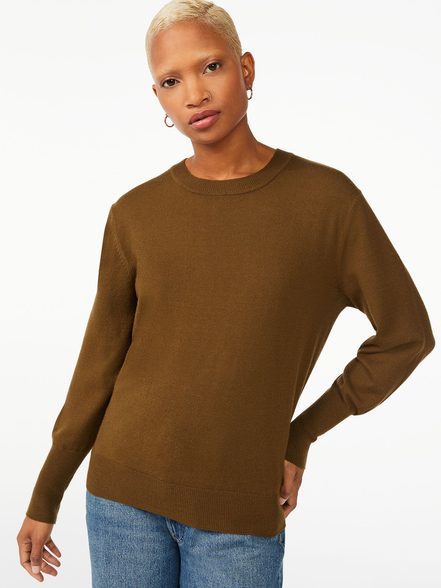 Free Assembly Women's Boxy Cozy Yarn Sweater | Walmart (US)