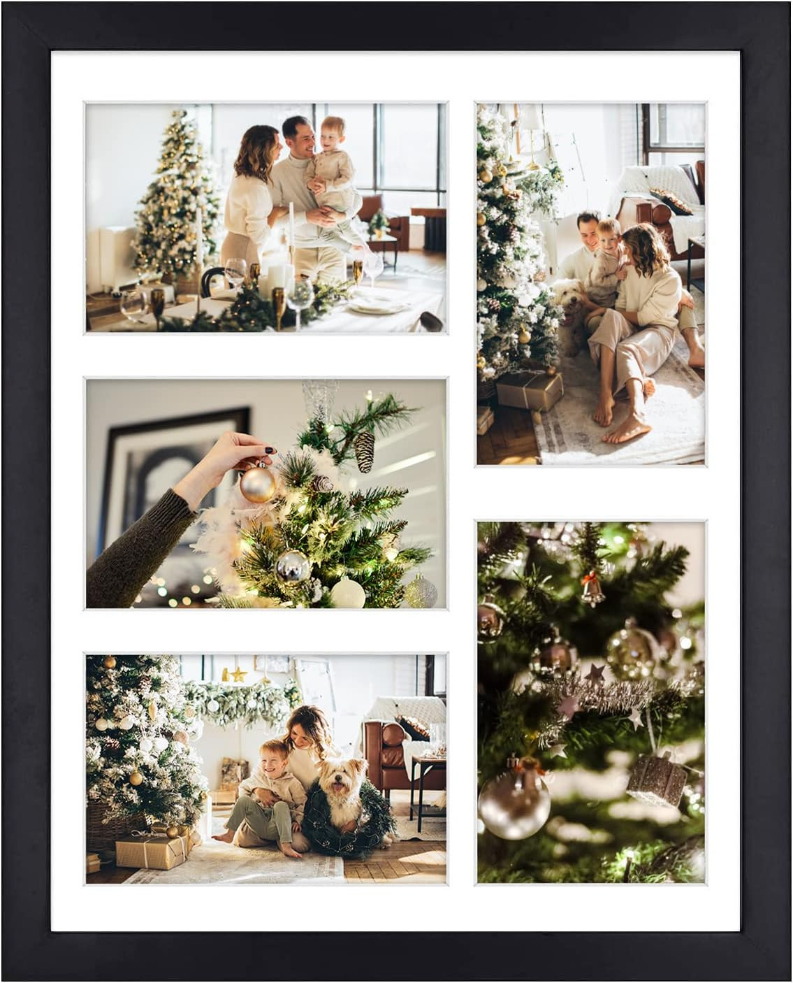 Golden State Art, 11x14 Black Wooden Frame with White Mat - Displays Five 4x6 Photos - Real Glass... | Amazon (US)