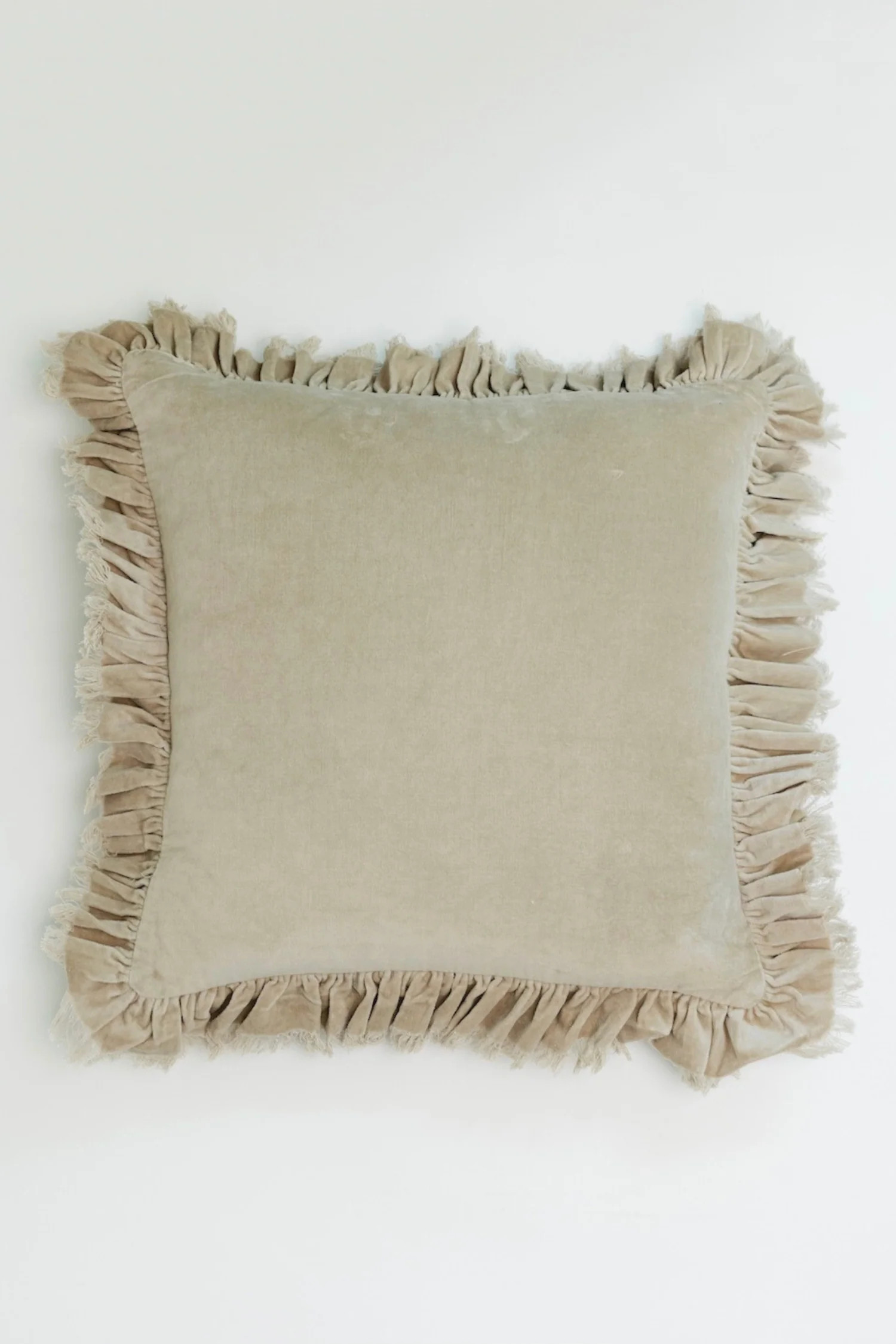 Hepburn Velvet Ruffle Pillow - Beige - 20.5"x20.5" | THELIFESTYLEDCO