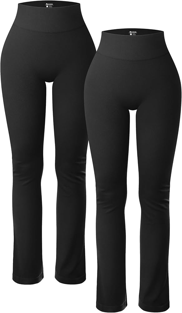 OQQ Women's 2 Piece Yoga Pants Ribbed Seamless Workout High Waist Athletic Straight Leg Leggings ... | Amazon (US)