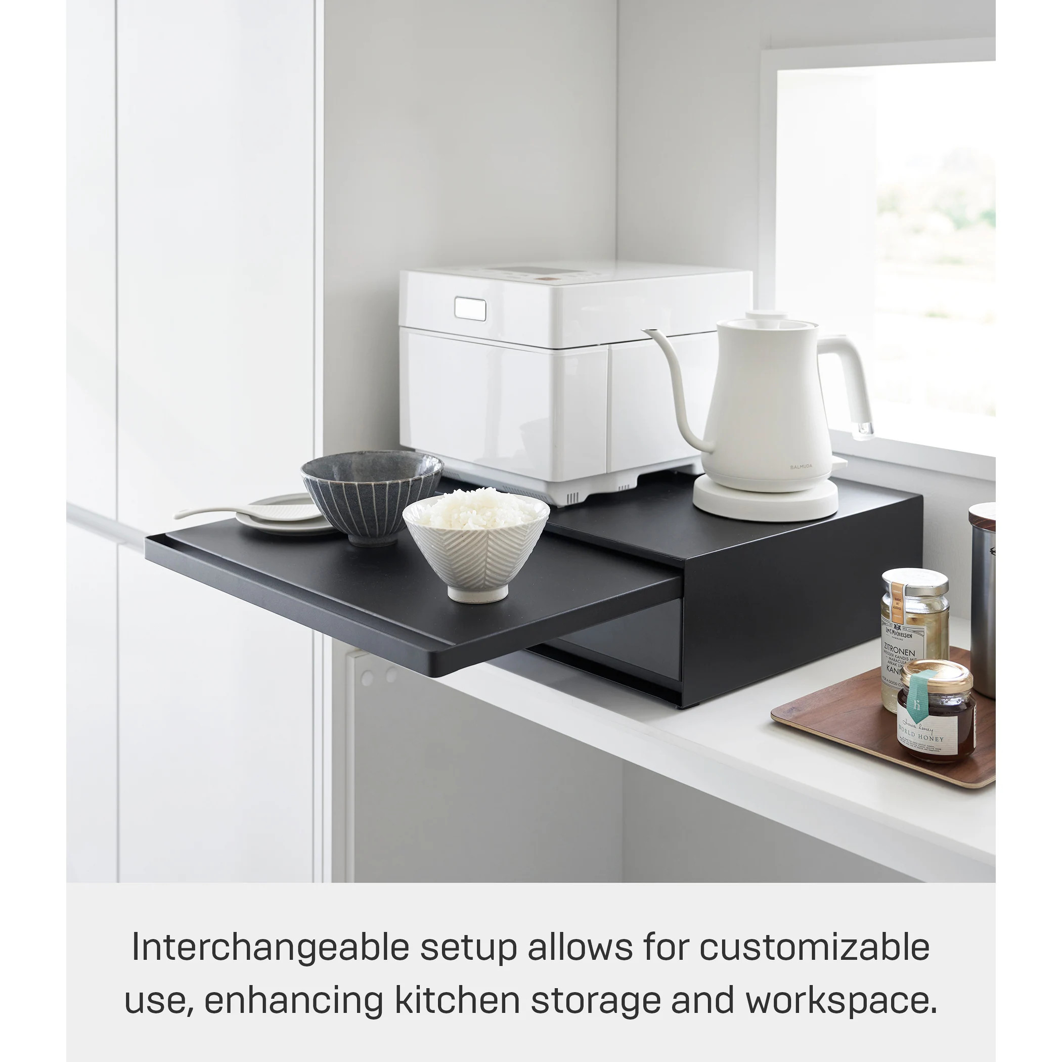 Yamazaki Home Countertop Drawer with Pull-Out Shelf, Steel, Holds 37 lbs - L 15.47 x W 17.72 x H 5.31 inches | Bed Bath & Beyond