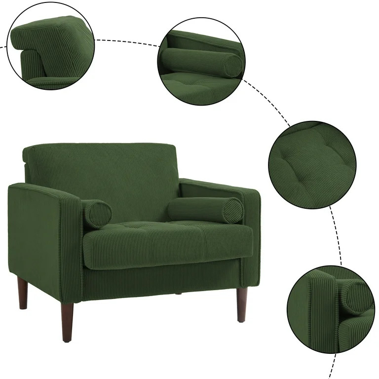 DREAMSIDEA Modern Upholstered Corduroy Accent Chairs Set of 2 Comfy Armchair Reading Chair with P... | Walmart (US)