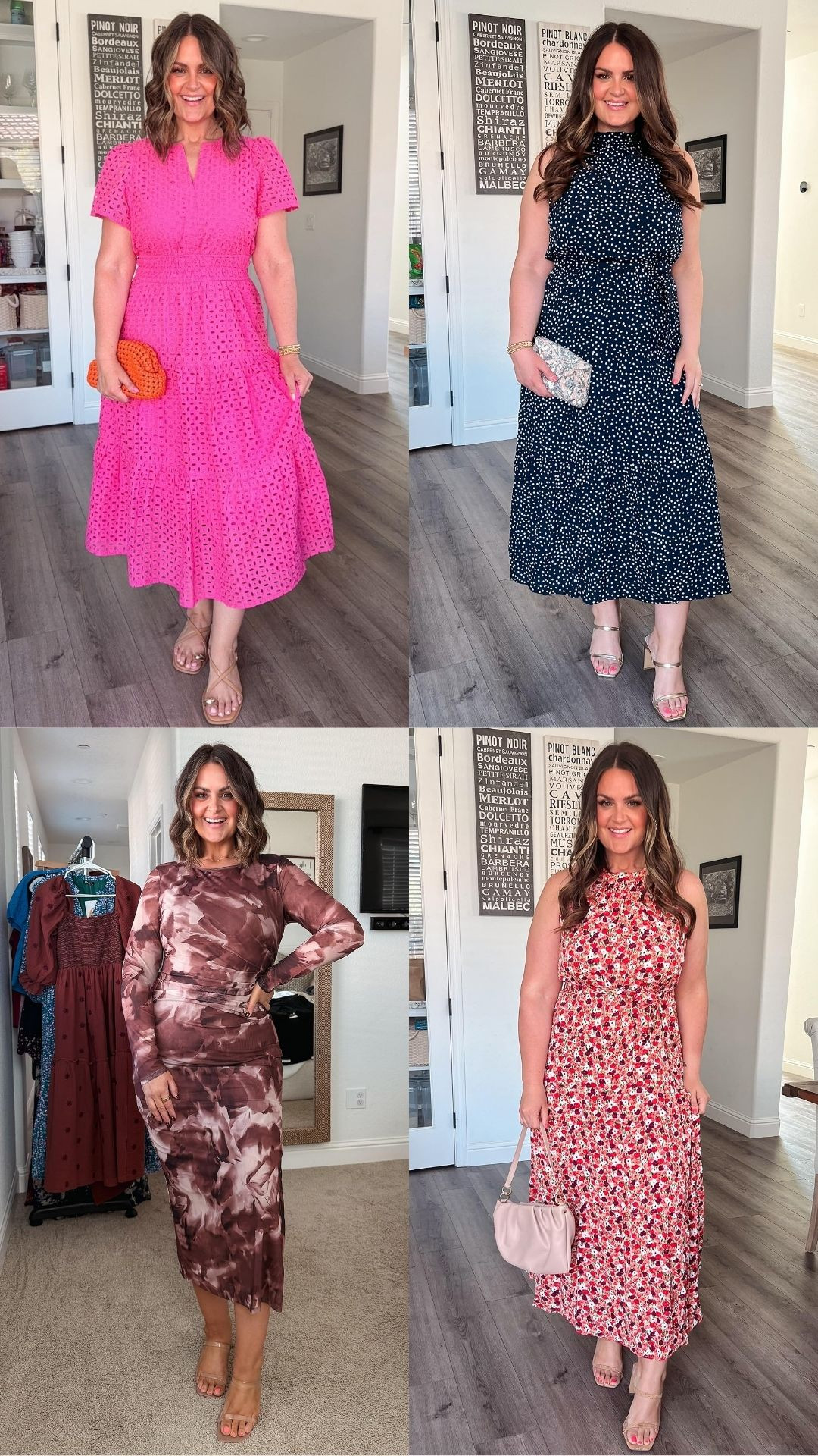 4 date night looks!✨

pink dress: large, sandals 9.5
polka dot dress: XL, heels 9.5
brown dress: large, heels 9.5
floral dress: XL, heels 9.5

date night looks, date night dress, winter to spring dress, high neck dress, heels, mid size dress, California, Courtney Hamilton 

 #LTKValentine #LTKMidsize