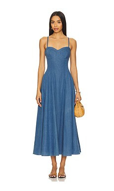 Lovers and Friends Simone Midi Dress in Denim Blue from Revolve.com | Revolve Clothing (Global)