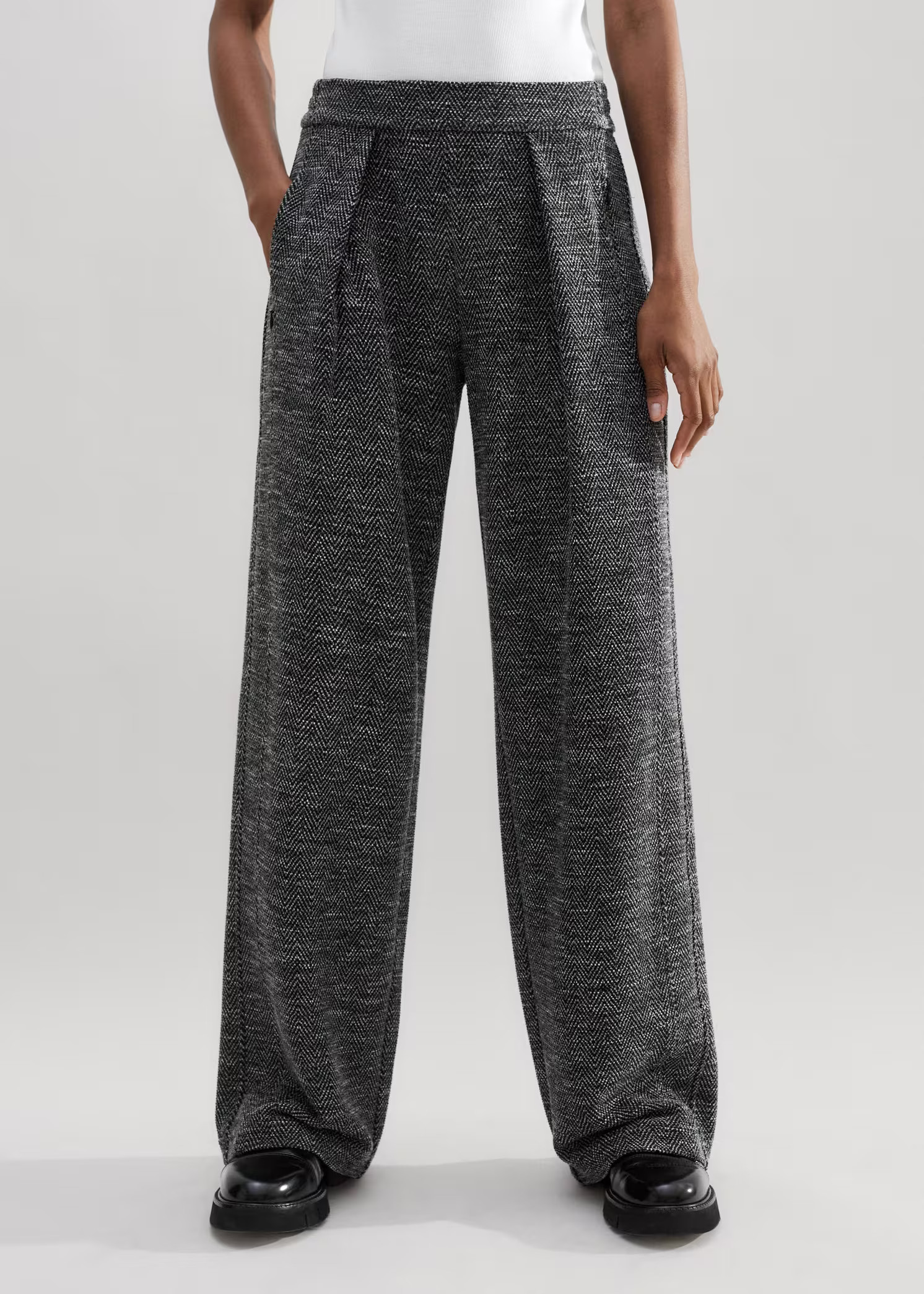 Herringbone Jacquard Wide-Leg Pant | ME+EM US