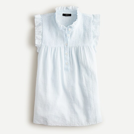 Smocked ruffle gauze top | J. Crew US