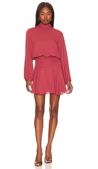 Shirred Turtleneck Mini Dress in Mojave | Revolve Clothing (Global)