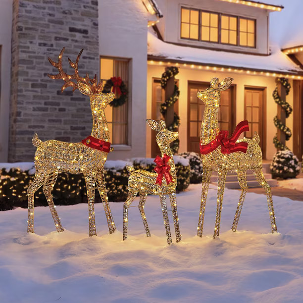 Member's Mark Pre-Lit Twisted Foil Deer Family, Set of 3 | Sam's Club
