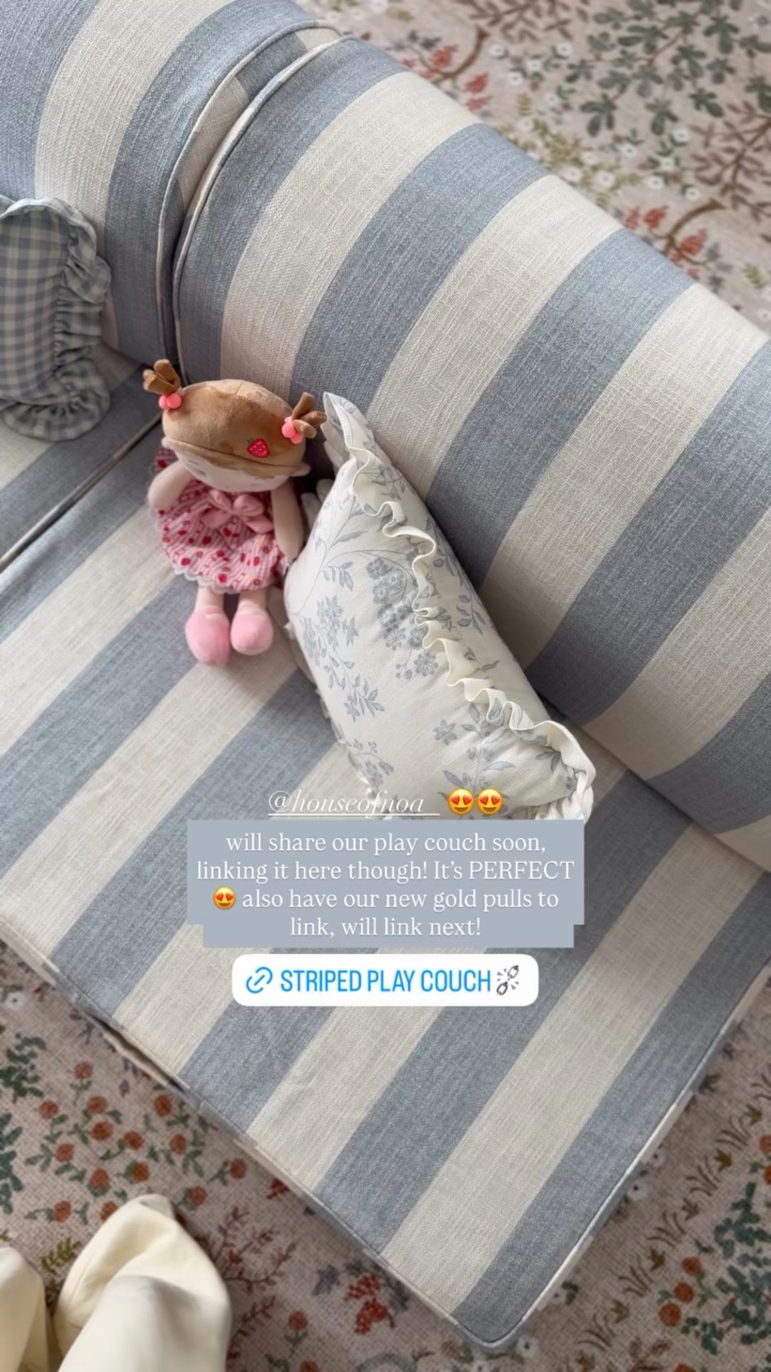 will share our play couch soon, linking it here though! It’s PERFECT😍 also have our new gold pulls to link, will link next!  @houseofnoa_ 😍😍