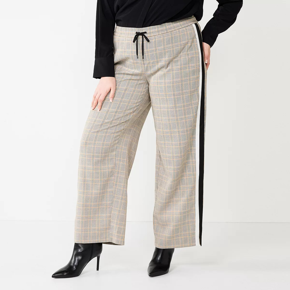 Plus Size Nine West Side-Stripe Pull-On Wide-Leg Pants | Kohl's