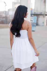 Small Town Roots White Woven Dress | Pink Lily