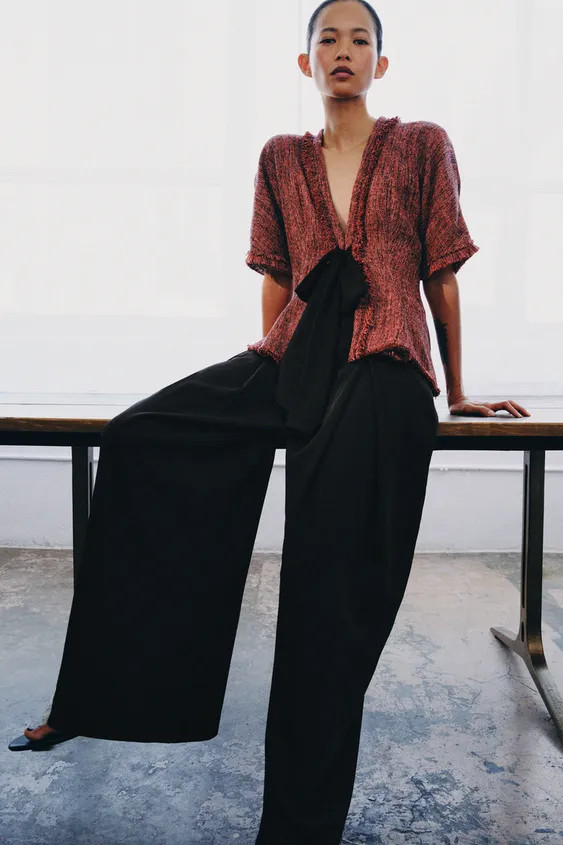 ZW COLLECTION FRINGED PEPLUM TOP | Zara US