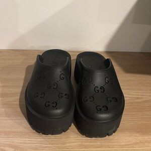 Gucci Embossed Black Slip-On Clogs | Poshmark