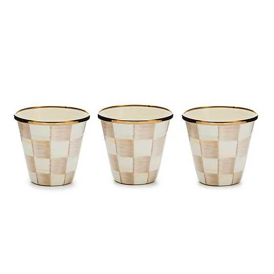 Mocha Check Herb Pots, Set of 3 | MacKenzie-Childs