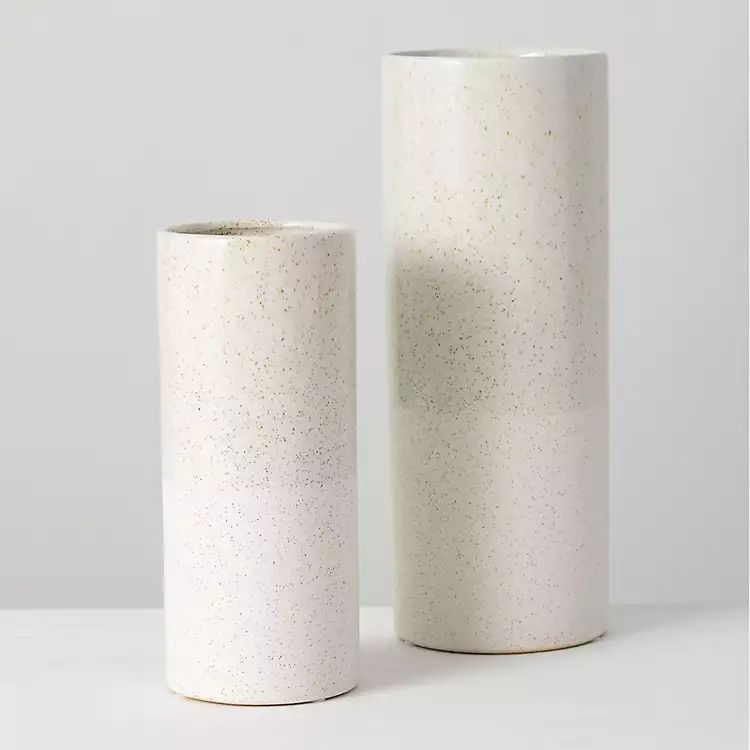 White Speckled Ceramic Block Vases, Set of 2 | Kirkland's Home