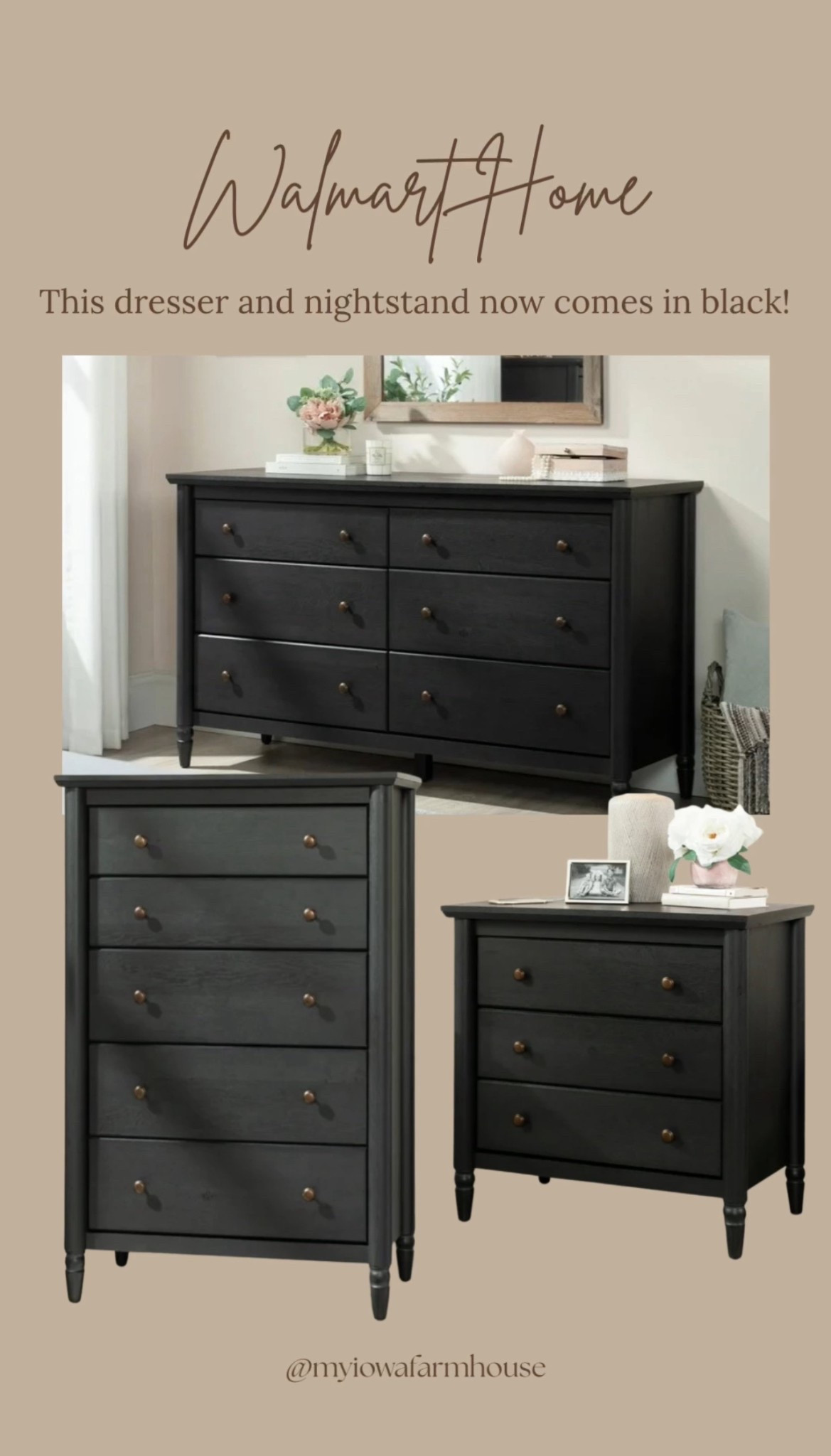 This dresser and nightstand set from the My Texas House collection now comes in black and it is beautiful!

Walmart home. 

#LTKHome