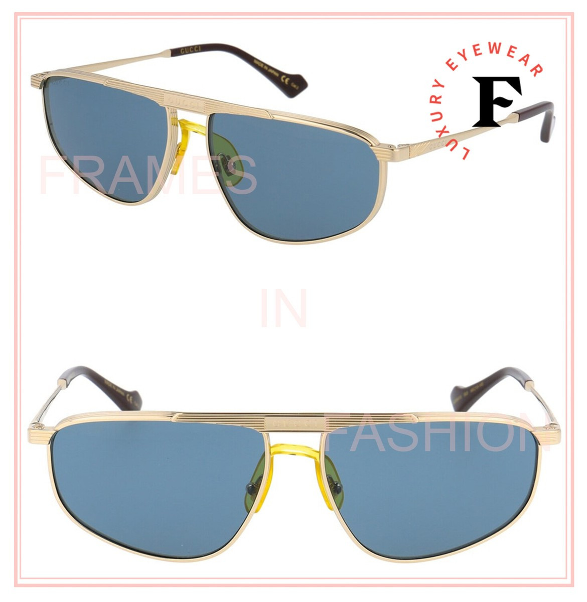 GUCCI 0841 Retro Gold Aviator Metal Rib Etched Unisex Sunglasses GG0841S 003  | eBay | eBay US