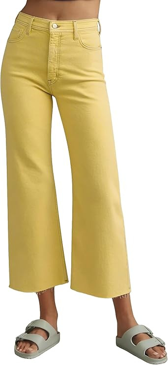 Allimy Women's High Waisted Straight Ankle Wide Leg Ripped Jeans Frayed Hem Stretchy Capri Denim ... | Amazon (US)