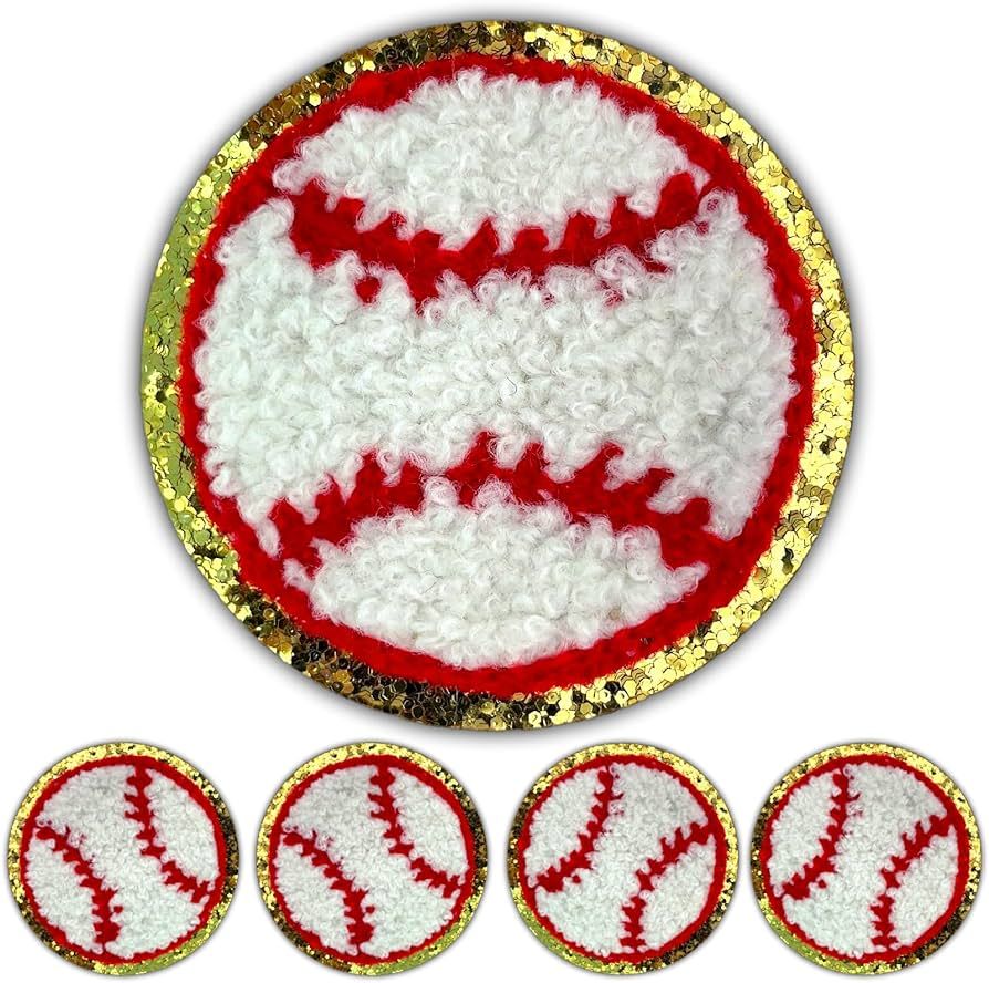 Iron On Patches, 5 PCS Baseball Iron On Patch, Sports Chenille Embroidered Jean Patches, Glitter ... | Amazon (US)