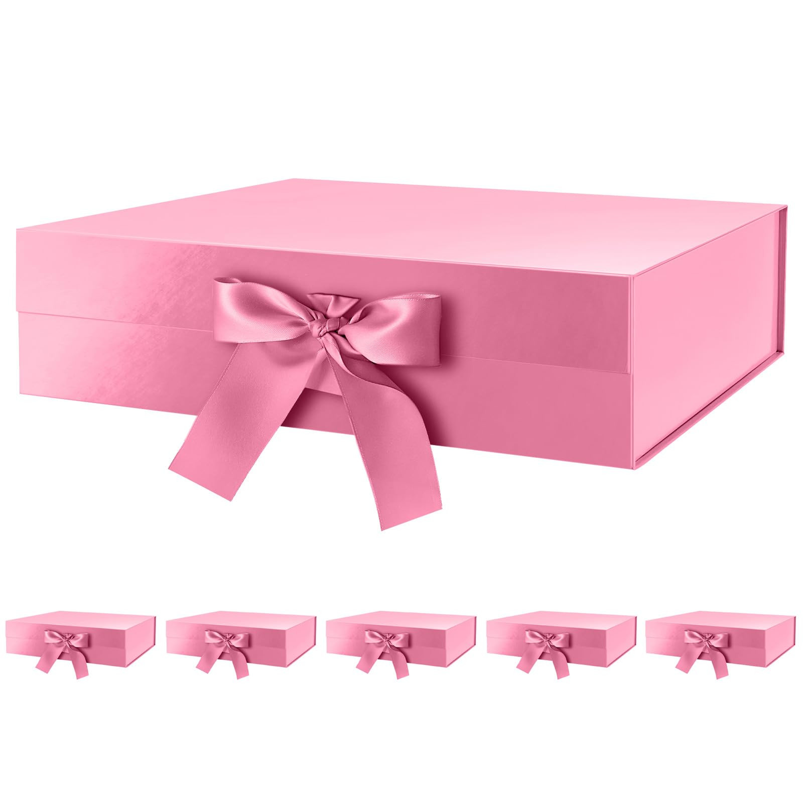 GREEN BEAN 6 Large Gift Boxes with Lids for Present 13x9.7x3.4 Inches, Mother's Day Pink Magnetic... | Amazon (US)