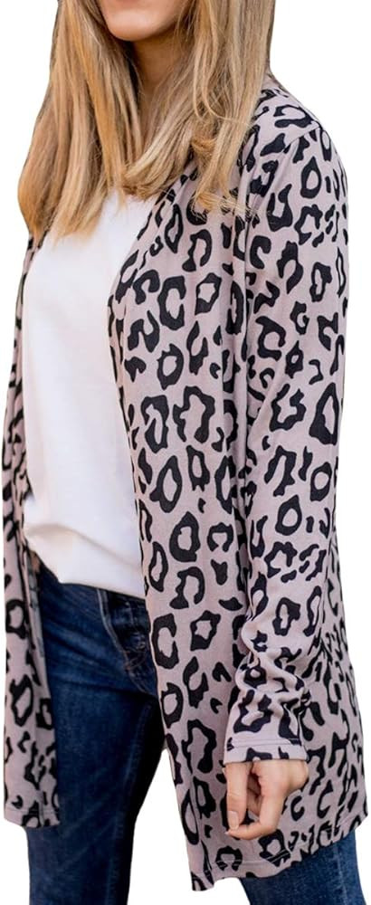 Tickled Teal Women's Long Sleeve Animal Leopard Print Super Soft Cozy Cardigan | Amazon (US)