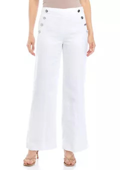 KARL LAGERFELD PARIS Women's Button Pocket Wide Leg Linen Pants | Belk
