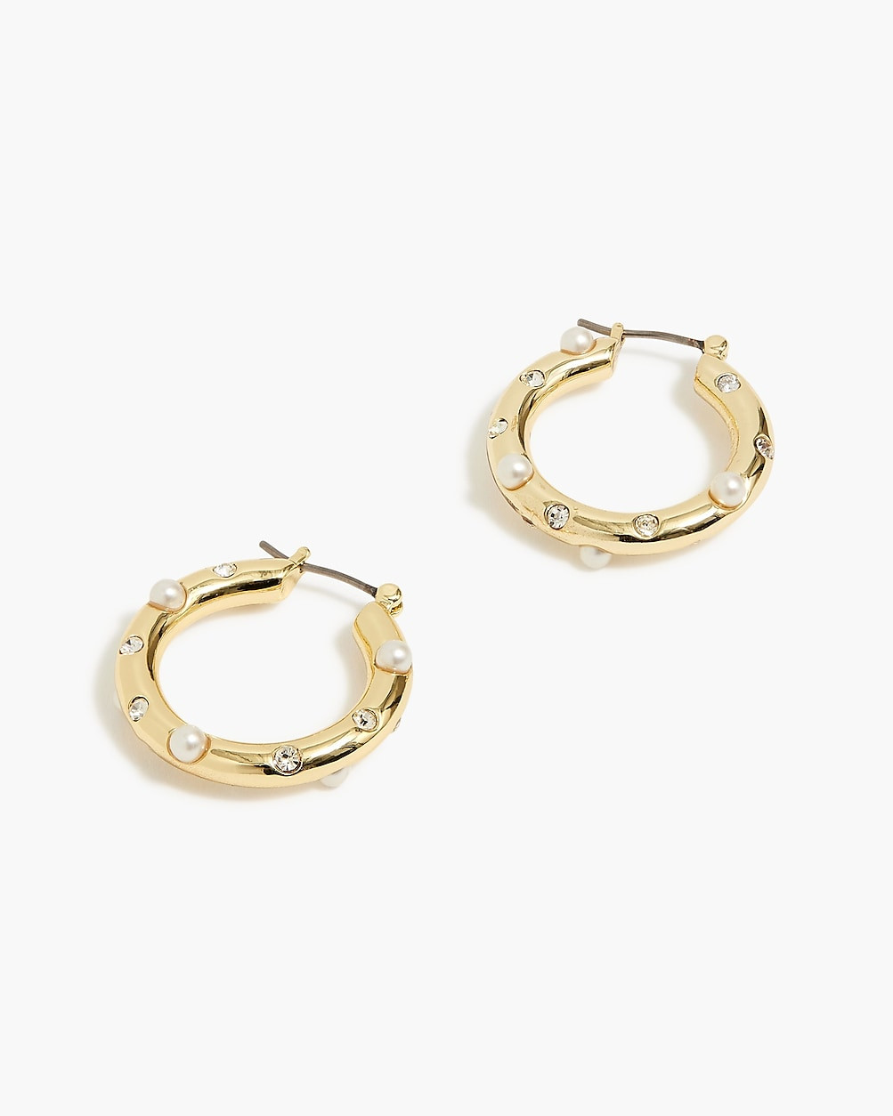 Pearl and crystal stud hoop earrings | J.Crew Factory