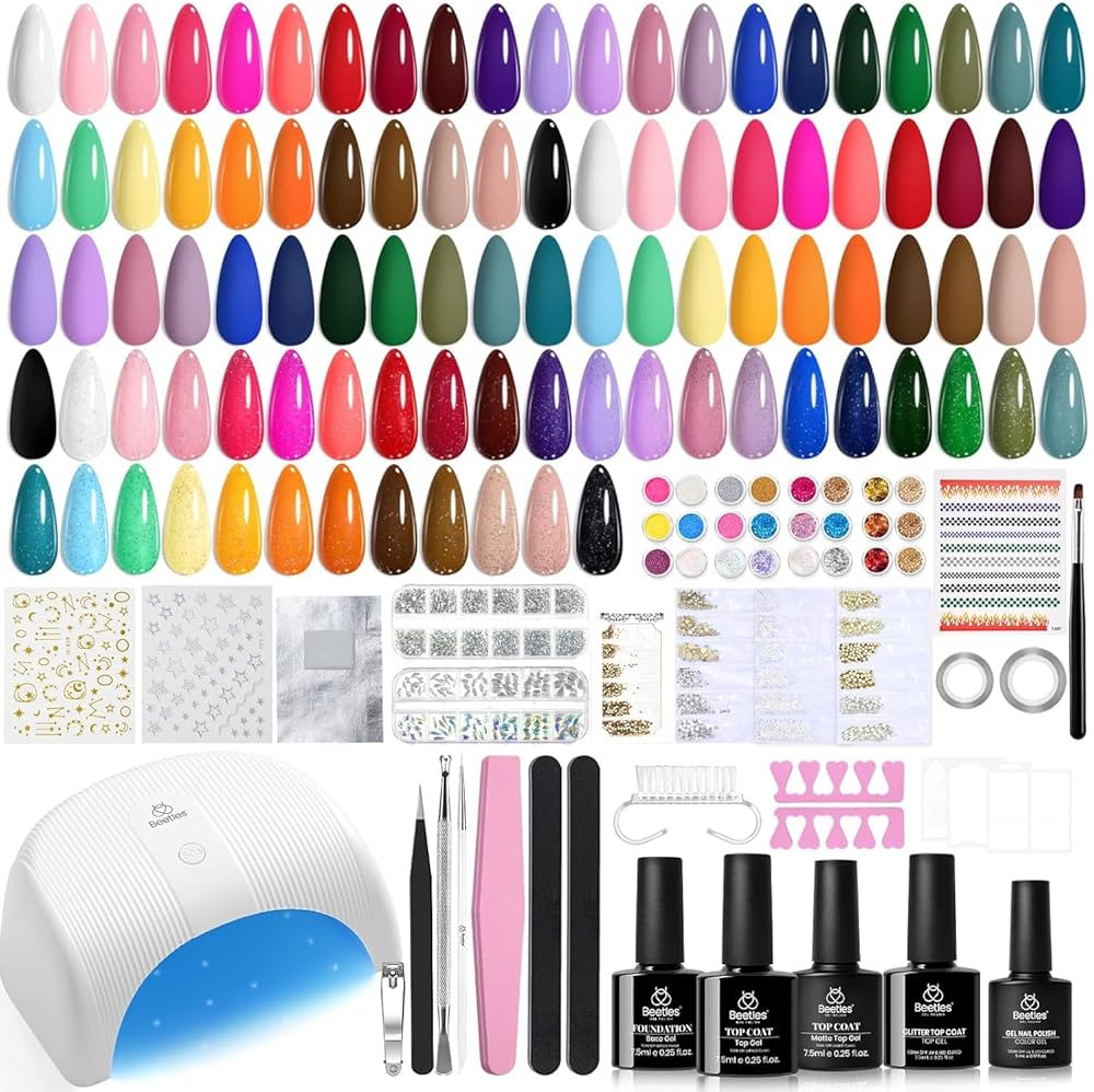 Beetles Gel Nail Polish Kit with U V Light - 53 Pcs Emotional Spectrum Pro 32 Colors Gel Nail Kit... | Amazon (US)