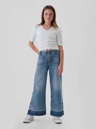 Kids High Rise Stride Wide-Leg Ankle Jeans | Gap (US)