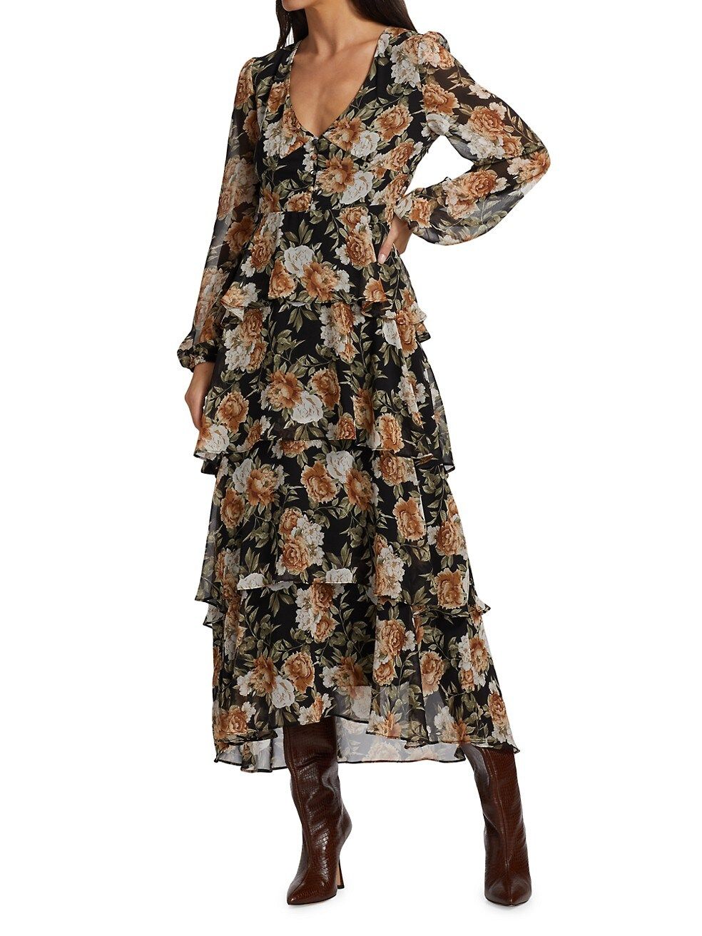 EN SAISON Tiered Floral Midi Dress | Saks Fifth Avenue