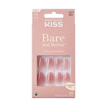 (2 pack) KISS Bare But Better Press On Nails Nude Nude Beige Medium Coffin 28 Count | Walmart (US)