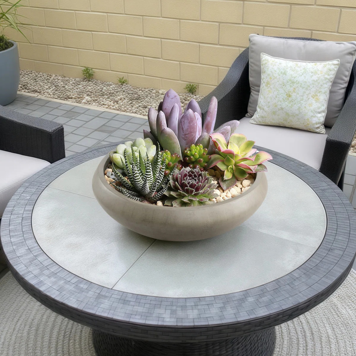Concrete Bowl Planter, 19 Inch Dia Large Succulent Pot with Drain Hole, Lotus Planter 16.7-inch O... | Wayfair North America