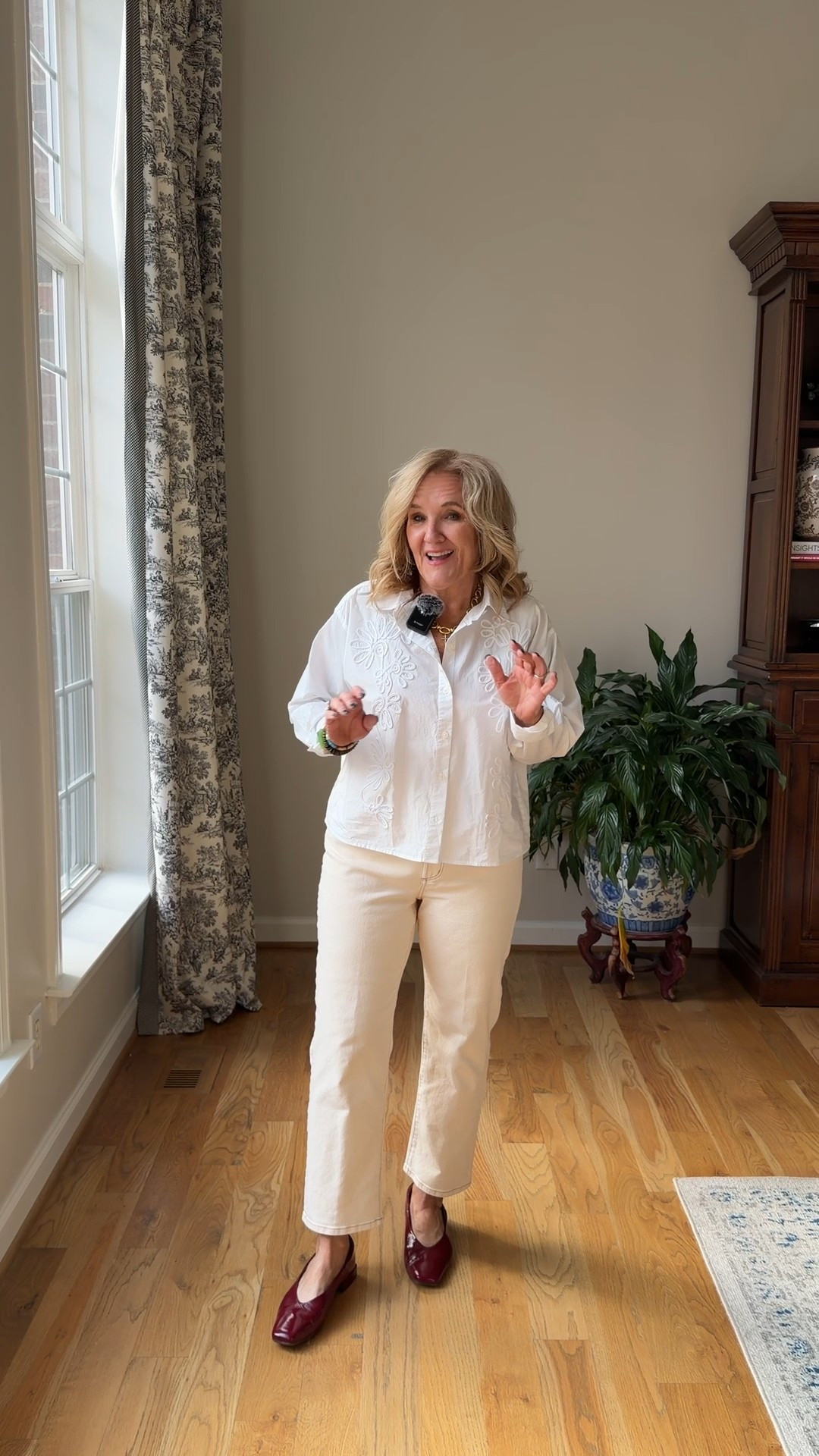 New @loft denim 
The relaxed straight high rise. Wearing the 29 petite 
Blouse size medium 

#LTKPetite #LTKSaleAlert #LTKOver40