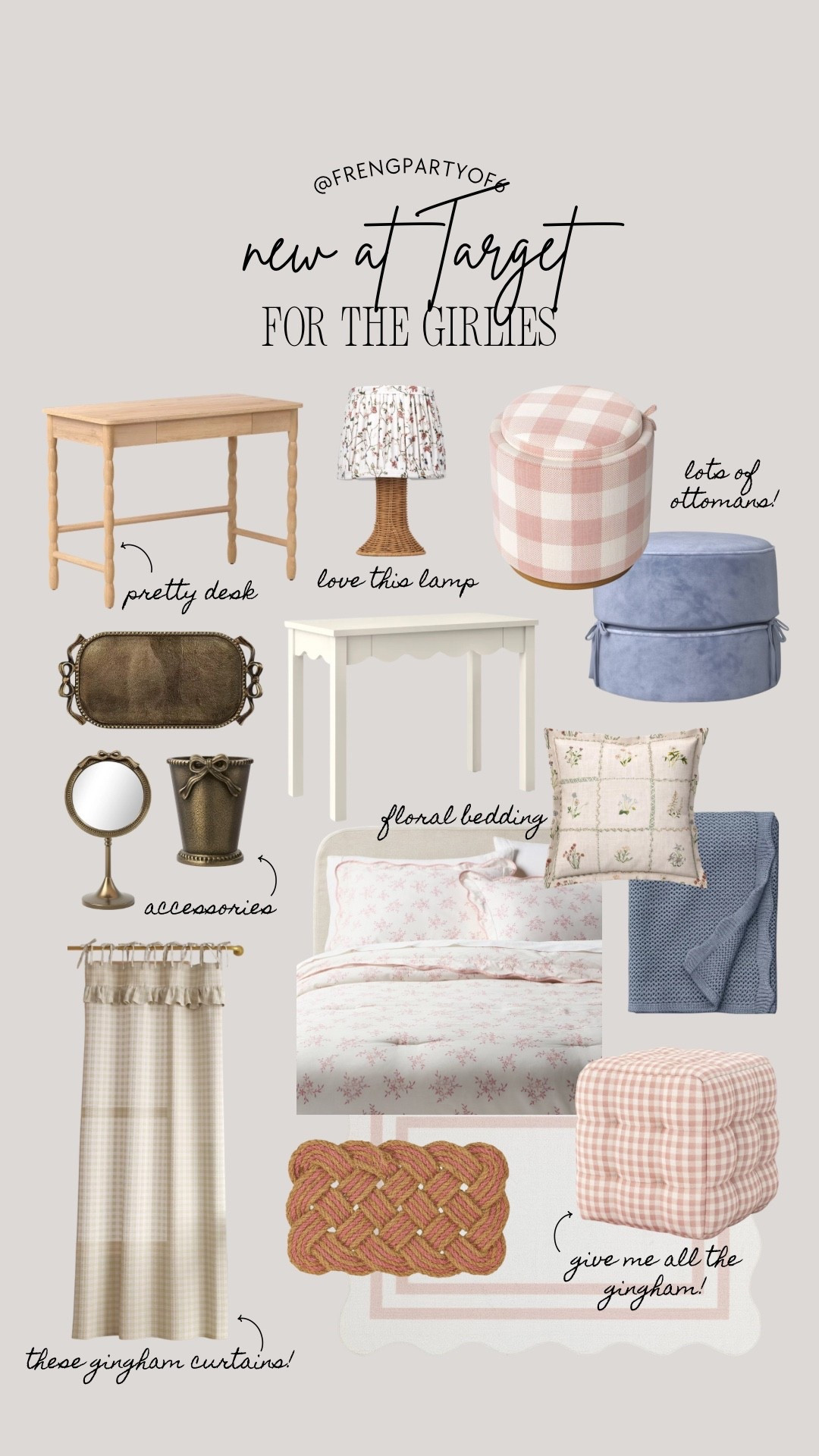 New at Target for the girlies! I love all the gingham and ottoman options. The mini lamp is in my cart 😍

#LTKHome