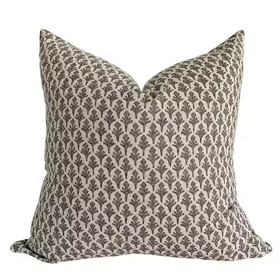Charcoal Leaf  Gray Pillow Cover Charcoal Pillow Decorative - Etsy | Etsy (US)