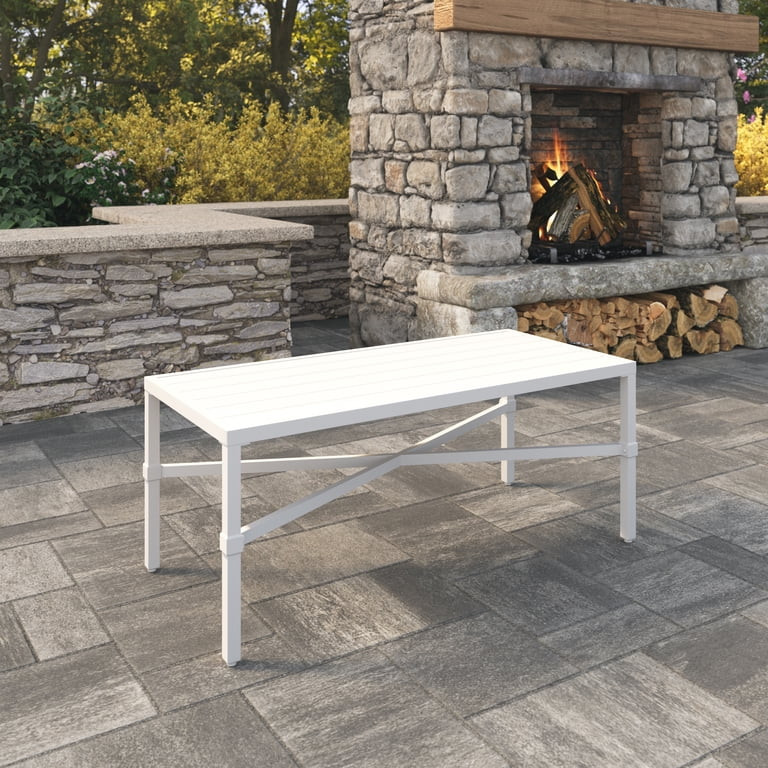 My Texas House Cambria Steel Outdoor Coffee Table, White | Walmart (US)