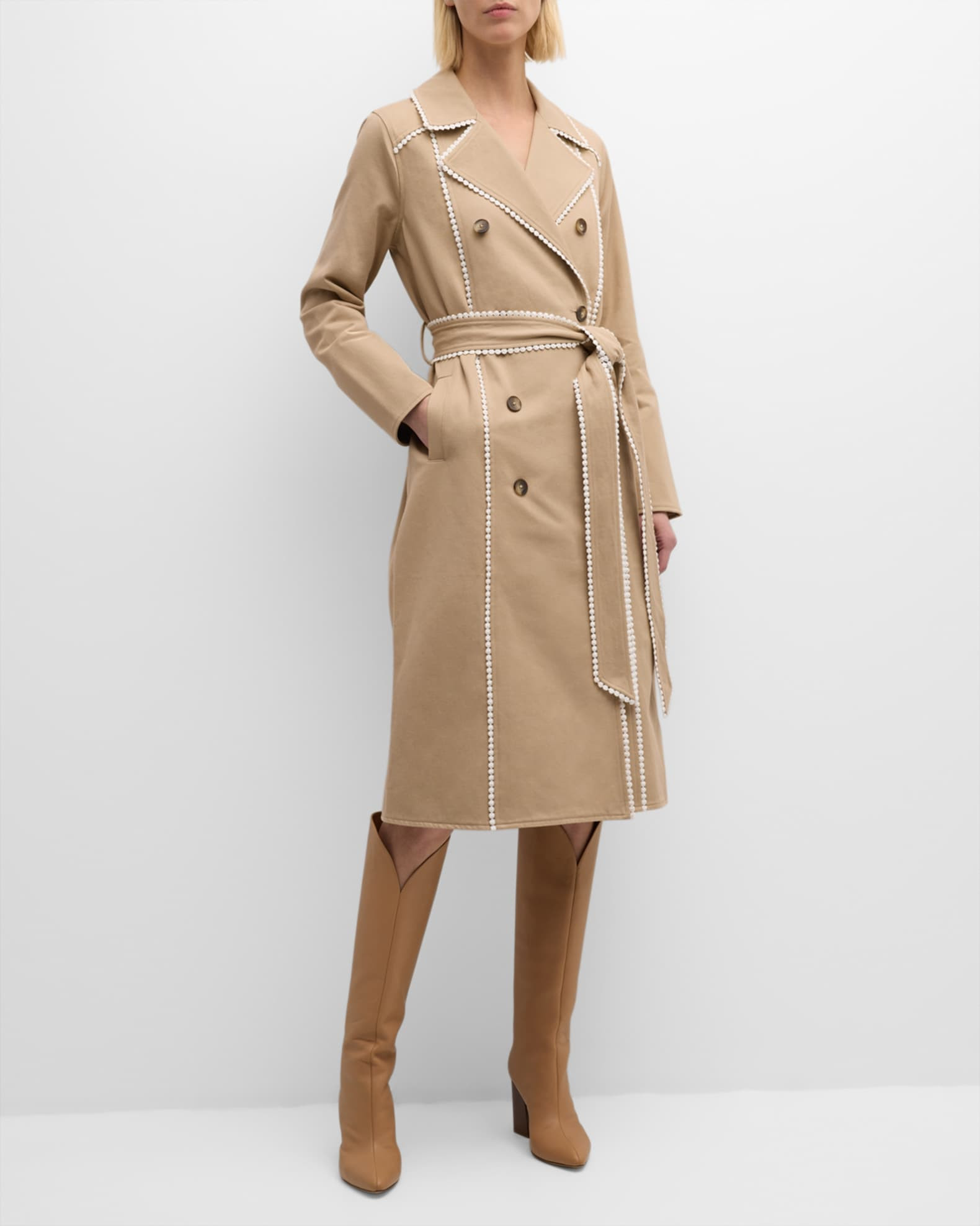 Venus Trench Coat with Contrast Trim | Neiman Marcus