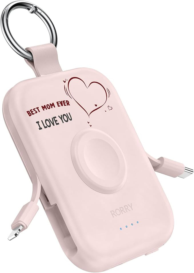 RORRY Portable Charger, 5000mAh Portable Charger Power Bank with Built-in Cables, Travel Keychain... | Amazon (US)