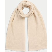 M&S Collection Women's Linen Blend Fringed Scarf - Cream, Light Blue,Cream,Antique Green,Dusky Pink,Natural Mix | Marks & Spencer (UK)