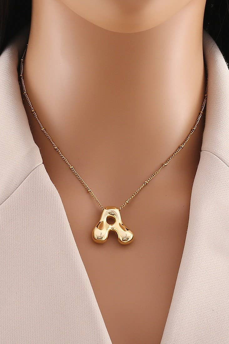 Bubble Balloon Initial Necklace - Gold | Linen & Clove