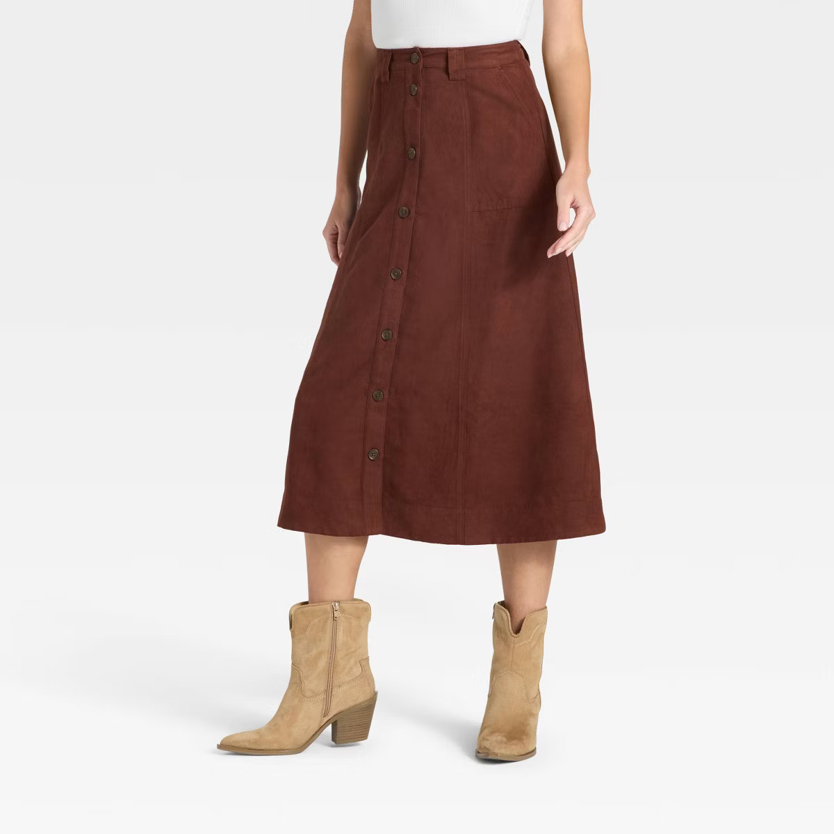 Women's Faux Suede Midi A-Line Skirt - Universal Thread™ | Target