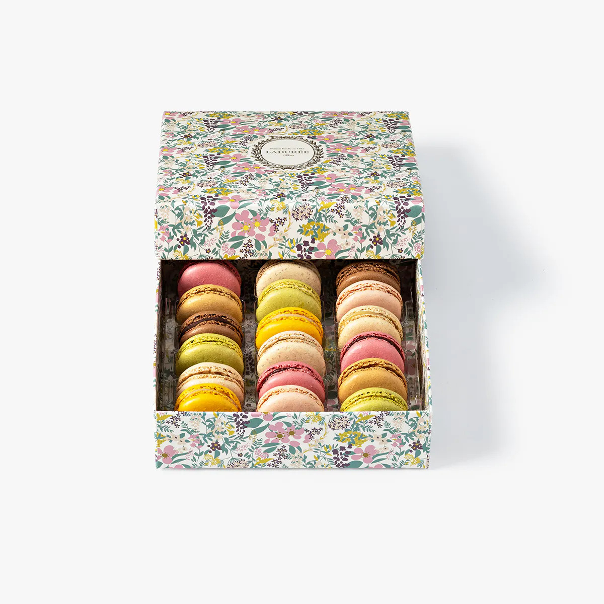 Floral Box of 18 Macarons by Ladurée Paris | Goldbelly | Goldbelly