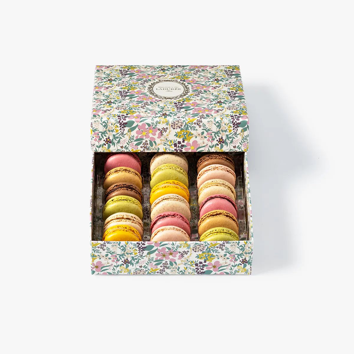 Floral Box of 18 Macarons by Ladurée Paris | Goldbelly | Goldbelly